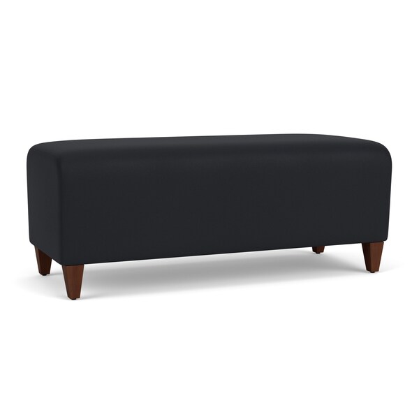 Lesro Siena Lounge Reception Loveseat Bench, Walnut, MD Black Upholstery SN6001 - main